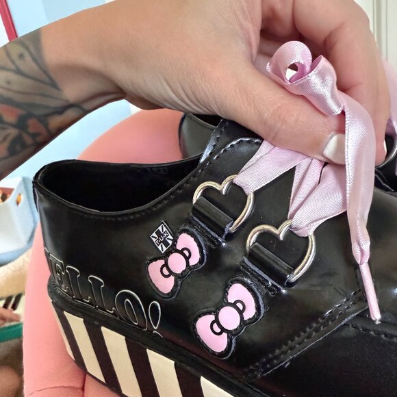 TUK Hello Kitty Black and White Stripe Platform Creepers - Picture 5 of 13